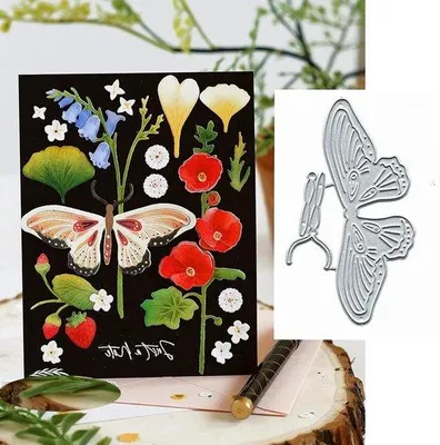 Image de Réalisation de pochoirs métalliques pour cartes, fleurs et feuilles, scrapbooking DIY, décoration de Carême