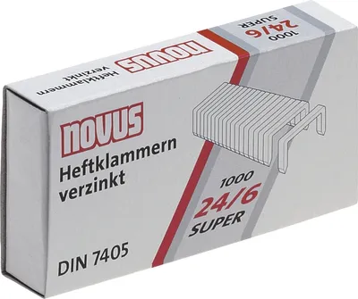 Produktbild von Heftklammern 24/6 verzinkt VE=100x1000 Stück