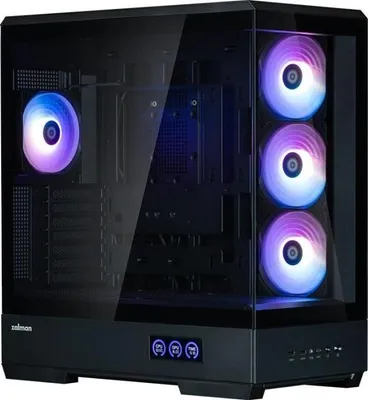 Produktbild von PC Gehäuse ZALMAN P50 DS, Midi-Tower, ATX, Tempered Glass, USB-C, A-RGB, Schwarz