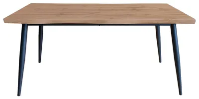 Eettafel aus Naturholz und schwarzem Metall, 160x75x80 cm