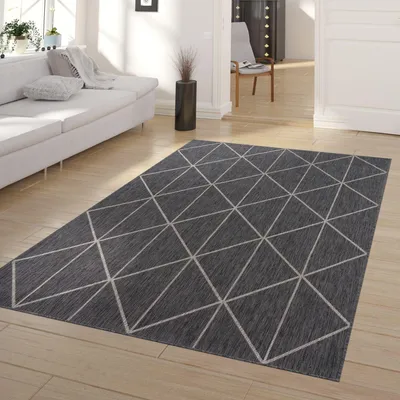Produktbild von TT Home In-& Outdoorteppich Wetterfest Terrasse Küche Geometrisches Design Skandi Rauten Motiv Größe 80x250 cm