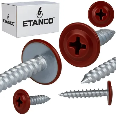 Zdjęcie produktu dla ETANCO GM-S wkręty samogwintujące do blachy z łbem płaskim RAL 3011 brązowo-czerwone 4,2 x 25 mm 250 szt.