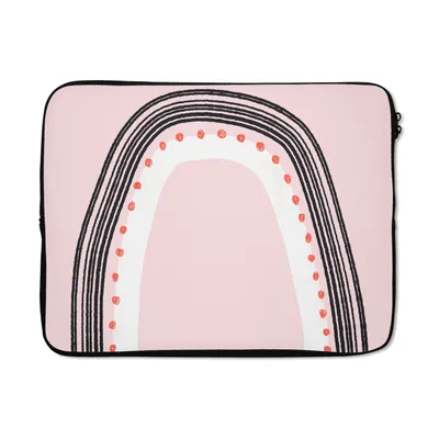 Produktbild von MuchoWow® Laptop Hülle 17 Zoll Laptoptasche Regenbogen - Minimalismus - Rosa - Zipper - Schutzabdeckung