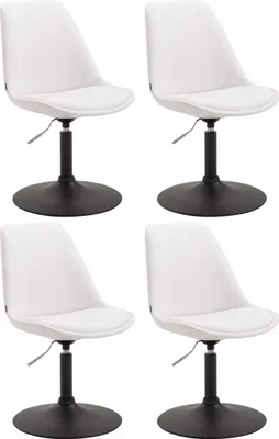Produktbild von CLP 4er Set Esszimmerstühle Maverick Kunstleder drehbar und stufenlos verstellbar weiß Gestell Farbe schwarz