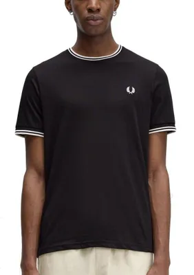 Image de Fred Perry T-shirt à double bord Couleur Noir