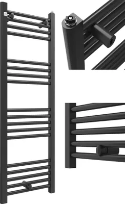 Immagine prodotto di Granitan | Radiatore da bagno PUERTO - 120/40 cm - Nero - Design moderno - Scaldasalviette