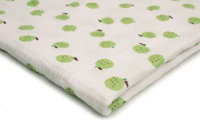 Produktbild von Baumwoll Musselin Stoff mit Aufdruck, Double Gauze, Äpfel 50 x 130 cm