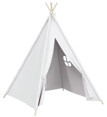 Immagine prodotto di vidaXL Tenda Tipi per bambini con borsa in pelle di pesca bianca 120x120x150 cm