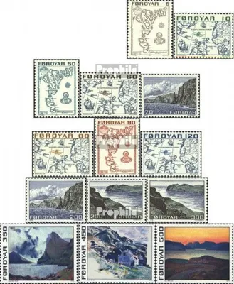 Produktbild von Briefmarken Dänemark - Färöer 1975 Mi 7-20 (kompl.Ausg.) Jahrgang 1975 komplett postfrisch Freimarken