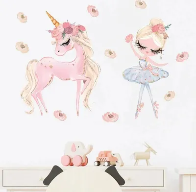 Produktbild von Rosa Einhorn Wandaufkleber, wandtattoo Mädchen, Kindergarten Home Dekoration, Wandtattoo mädchenzimmer wandsticker