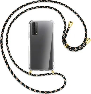 Produktbild von Handykette Backcover-Schutzhülle mit Band (Metall goldfarben) für Huawei P smart 2021 - dunkelblau