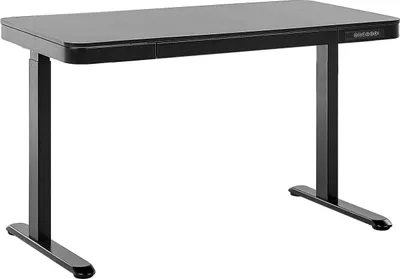 Zdjęcie produktu dla BELIANI Regulowane biurko czarne blat stalowa rama elektryczna zmiana wysokości 120 x 60 cm nowoczesny design