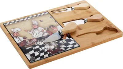 Produktbild von Käseplatte von Excellent Houseware, Bambus/Keramik, 30 x 21 x 12 cm, braun