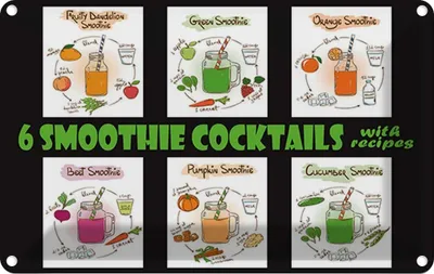 Produktbild von vianmo Blechschild 20x30 cm Alkohol 6 smoothie cocktails Essen Trinken Bar Club