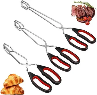 Zdjęcie produktu dla Zestaw nożyczek i szczypiec do grilla 3 w 1 marki Unyqoos® ze stali nierdzewnej, idealny do grillowania – odporne na wysokie temperatury uchwyty, łatwe do czyszczenia