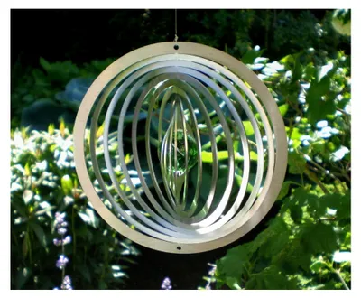 Produktbild von Edelstahl Windspiel mit Glaskugel 12 cm
