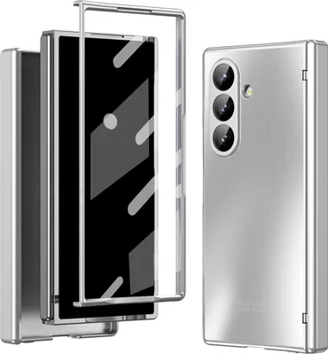 Produktbild von Hülle für Samsung Galaxy Z Fold 7 Elektroplatte Hart PC Schutzhülle mit Scharnierschutz und Displayschutz Silber