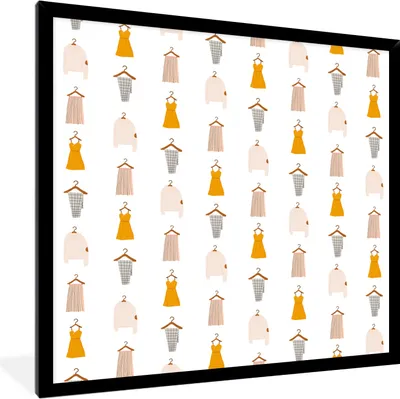 Produktbild von MuchoWow® MuchoWow® Gerahmtes Poster Kleidung - Muster - Farben 40x40 cm - Poster mit zchwarzem Bilderrahmen - Mit Rahmen - Wanddekoration Schlafzimmer