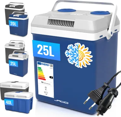 Produktbild von Jago® Kühlbox - 25L, mit Griff, 12/220 V,  Auto und Steckdose, Kühl- und Warmhaltefunktion, Blau - Elektrische Kühltasche, Mini-Kühlschrank für Campin