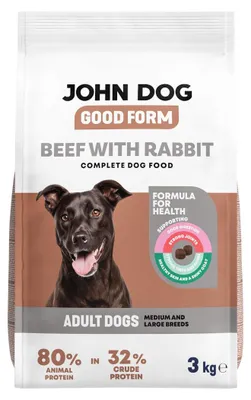 Zdjęcie produktu dla John Dog Good Form Wołowina z Królikiem 3kg Sucha Karma Dla Psów Średnich i Dużych Ras