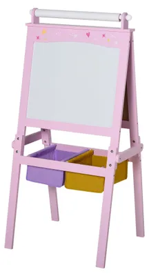 Immagine prodotto di Lavagna per Bambini 3 in 1 con Cavalletto in Legno  Rosa