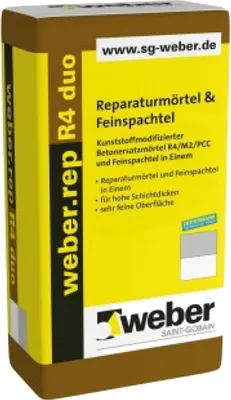Produktbild von weber.rep R4 duo Reparaturmörtel & Feinspachtel Zementgrau, 20 kg