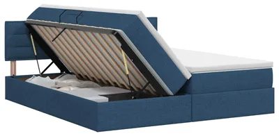 Produktbild von vidaXL Aufbewahrungsbett mit Matratze Blau 140 x 200 cm Samt