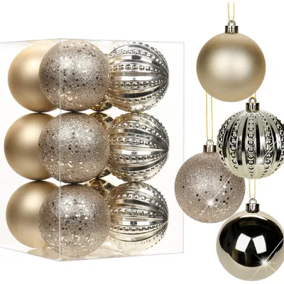 Immagine prodotto di Briful 8CM Palline di Natale, 12 Pezzi Palline per Albero di Natale Infrangibili Ornamento Oro Rosa