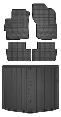Produktbild von Gummimatten + Kofferraumwanne für Mitsubishi Lancer VIII CY 2007-2016 (Schrägheck) – Schwarz, passgenau – Wielganizator SolidPRO
