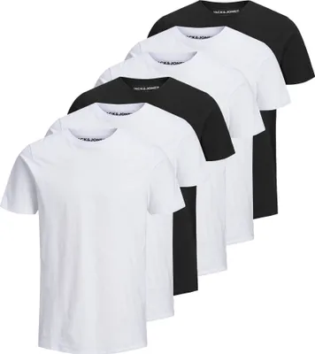 Produktbild von JACK&JONES Herren T-Shirt, 6er Pack - JJEORGANIC BASIC TEE O-NECK, Kurzarm, Baumwolle Weiß/Schwarz S