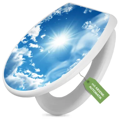 Produktbild von Toilettendeckel weiß mit Absenkautomatik und Motiv Clouds [TDW 10095]