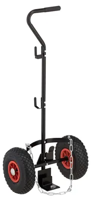 Immagine prodotto di Carrello per bombole di gas Relaxdays, per bombole da 3 e 5 kg, ruote pneumatiche, acciaio, carrello per bombole di gas, nero/rosso