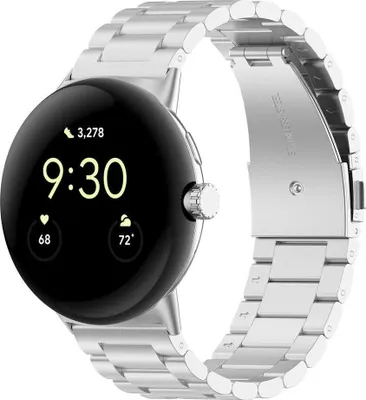 Produktbild von Strap-it Stahlgliederarmband - Geeignet für die größere Google Pixel Watch 3 - 45 mm (silber)