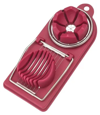 2-in-1 Eierschneider – Scheiben oder Viertel, rot, 19x10x3 cm