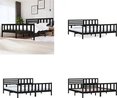 Produktbild von vidaXL Massivholzbett Schwarz 200x200 cm - Bettrahmen - Bettgestell - Bett - Massivholzbettrahmen