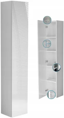 Zdjęcie produktu dla wiszący słupek komin łazienkowy 30 do łazienki 160x30 biały + połysk