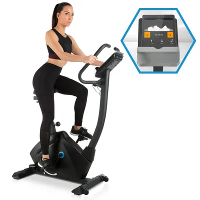 Produktbild von Capital Sports Evo Heimtrainer Fahrrad - Bluetooth Hometrainer, Ergometer mit magnetischem Bremssystem, 32 Stufen, App-Integration, Tablet-Halterung, Pulssensor, Stil: Track, schwarz