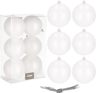Produktbild von SPRINGOS Weihnachtsbaumkugeln-Set 6 Stück mattweiße Kugeln aus Kunststoff Weihnachtsbaumschmuck Dekoration für Weihnachten Party Hochzeiten