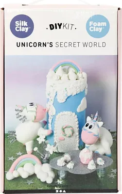 Immagine prodotto di Kit per l'artigianato del mondo dei sogni degli unicorni in argilla espansa, incl. materiale e istruzioni