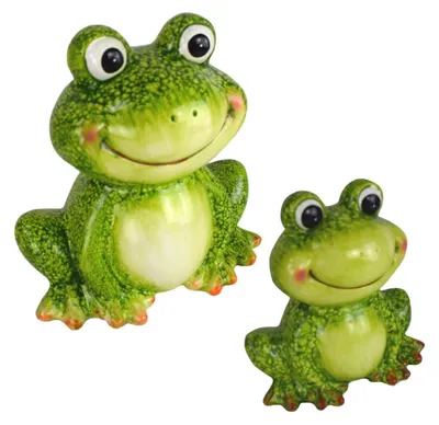 Produktbild von Gartenfigur sitzender Frosch grün glasiert 17 cm 24 cm
