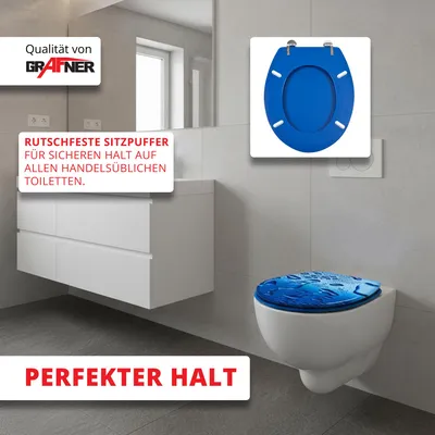 Produktbild von Grafner WC-Sitz in verschiedenen Designs : Blue Droplets Farbe: Blue Droplets