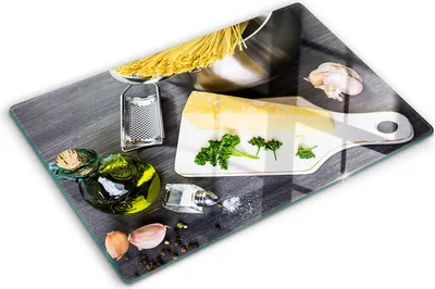 Produktbild von Tulup Glas Herdabdeckplatte - 80x52 cm - Glaskeramikkochfeld-Abdeckung Spritzschutz Glasabdeckplatte - Einteilig - Essen & Getränke - Pasta mit Knoblauch - Mehrfarbig