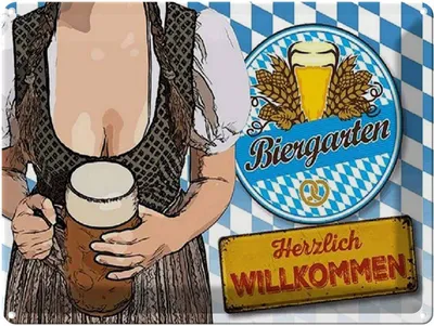 Produktbild von vianmo Blechschild 30x40 cm Biergarten Willkommen Bayern Bar Club Alkohol