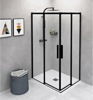 Produktbild von Polysan ALTIS BLACK Rechteckige Duschkabine 900x800 mm, L/R Variante, Eckeinstieg