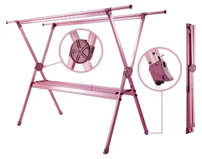 Produktbild von Wäscheständer aus Aluminiumlegierung, 2-stufig, faltbar mit Rollen