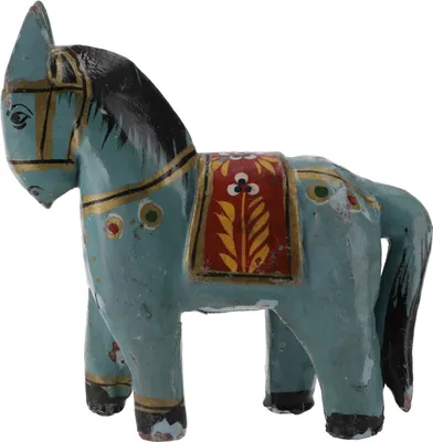 Produktbild von Deko Pferd, im Antik- Look Bemalt, Holzpferdchen - Blau, 10*12*4 cm, Tierfiguren