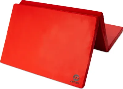 Produktbild von Jeflex Turnmatte Rot, klappbar, 210x100x8 cm aufgeklappt, 70x100x24 cm zusammengeklappt, strapazierfähiger Bezug Leder- und Narbenoptik, Schaumstoffkern, mittelweich, 2,5-8,5 kg, Training, Therapie, Kinderturnen, Gymnastik, Schulen, Kindergärten, Kletterwände innen und außen
