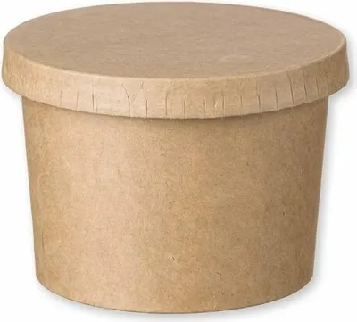 Produktbild von 50x Eisbecher Feinkostbecher aus Kraftpapier rund 230ml braun mit Deckel