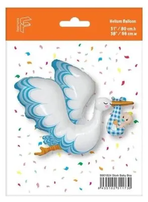 Produktbild von Folienballon „Storch Baby Boy“, FX 61 cm – Godan