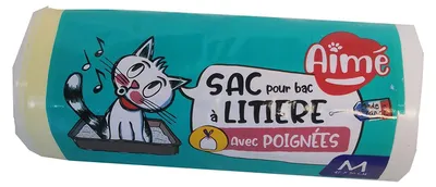 Immagine prodotto di Sacchetti per lettiere Aimé, confezione da 12, formato universale 42x30 cm, con manici e chiusura, adatti a tutte le lettiere